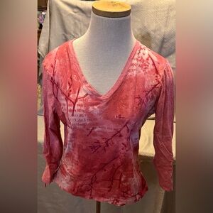 Elegant Pink V-Neck Long Sleeve Women's Top